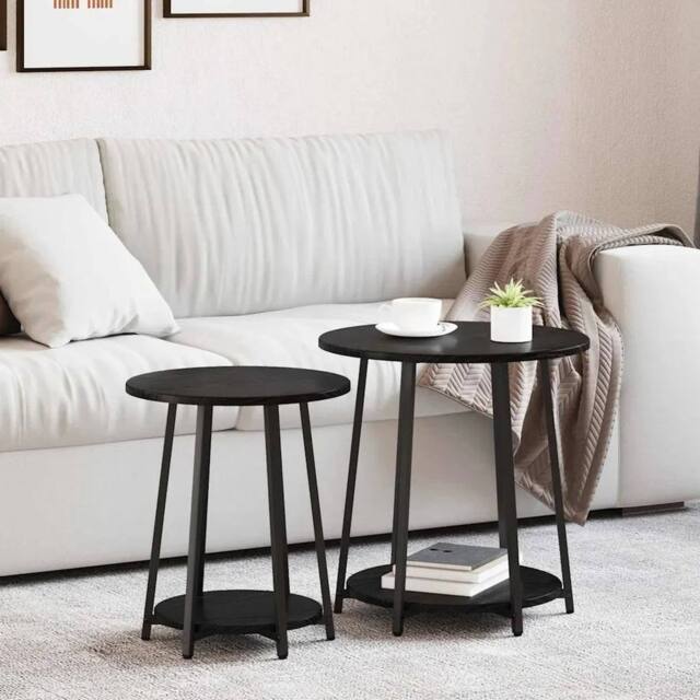 EONLION Side Table Set with Shelf 2 pcs in Black - Size: 100 cm - image 1