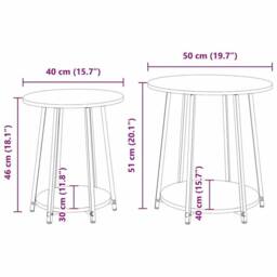 EONLION Side Table Set with Shelf 2 pcs in Black - Size: 100 cm - thumbnail 2