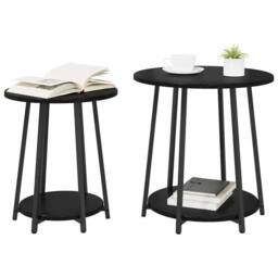 EONLION Side Table Set with Shelf 2 pcs in Black - Size: 100 cm - thumbnail 3
