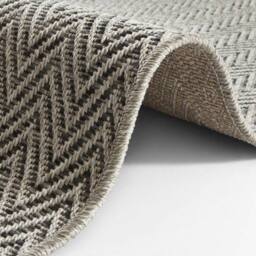 THE RUGS Flatwoven Indoor Outdoor Runner Nature Chevron Design Durable Sisal in Dark Grey - Size: 80 cm x 250 cm - thumbnail 2