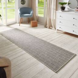 THE RUGS Flatwoven Indoor Outdoor Runner Nature Chevron Design Durable Sisal in Dark Grey - Size: 80 cm x 250 cm - thumbnail 3