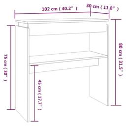 Berkfield Home Decorative Console Table Grey Sonoma 102x30x80 cm Engineered Wood - Size: 102 x 30 x 80 cm - thumbnail 6