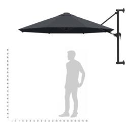 Berkfield Home Elegant Wall-Mounted Parasol with Metal Pole 300 cm Anthracite in Charcoal - thumbnail 9
