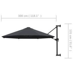 Berkfield Home Elegant Wall-Mounted Parasol with Metal Pole 300 cm Anthracite in Charcoal - thumbnail 8