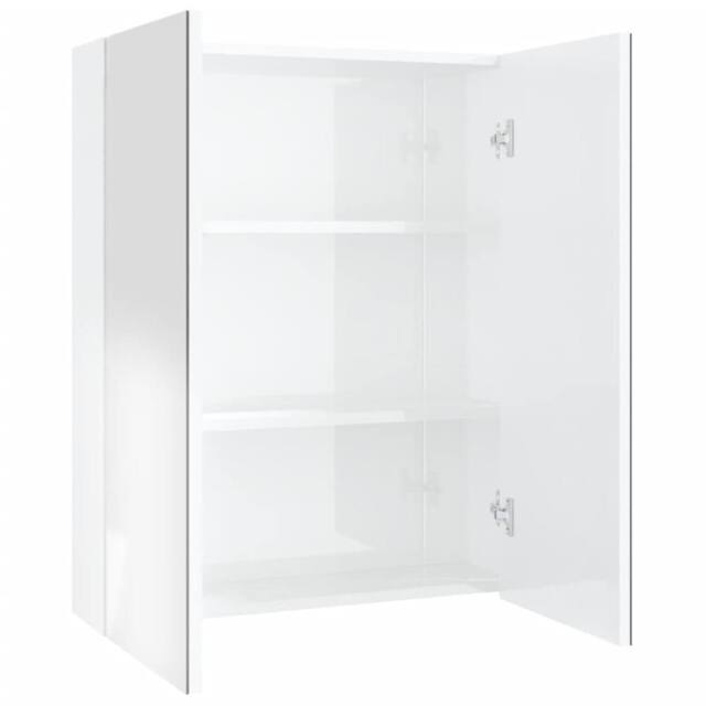 Berkfield Home Bathroom Mirror Cabinet 60x15x75 cm MDF Shining White - Size: 60 x 15 x 75 cm - image 1