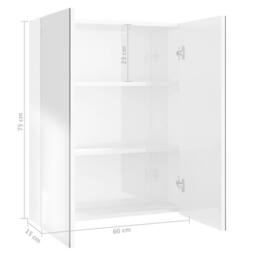 Berkfield Home Bathroom Mirror Cabinet 60x15x75 cm MDF Shining White - Size: 60 x 15 x 75 cm - thumbnail 8