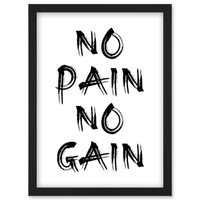 Artery8 Gym Decor Inspiration No Pain No Gain Inspirational Exercise Wall Art Artwork Framed Wall Art Print A4 in Black - image 1