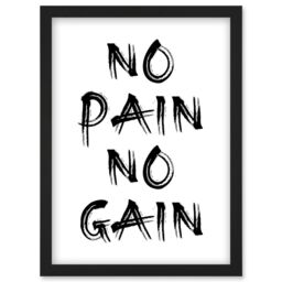 Artery8 Gym Decor Inspiration No Pain No Gain Inspirational Exercise Wall Art Artwork Framed Wall Art Print A4 in Black - thumbnail 1