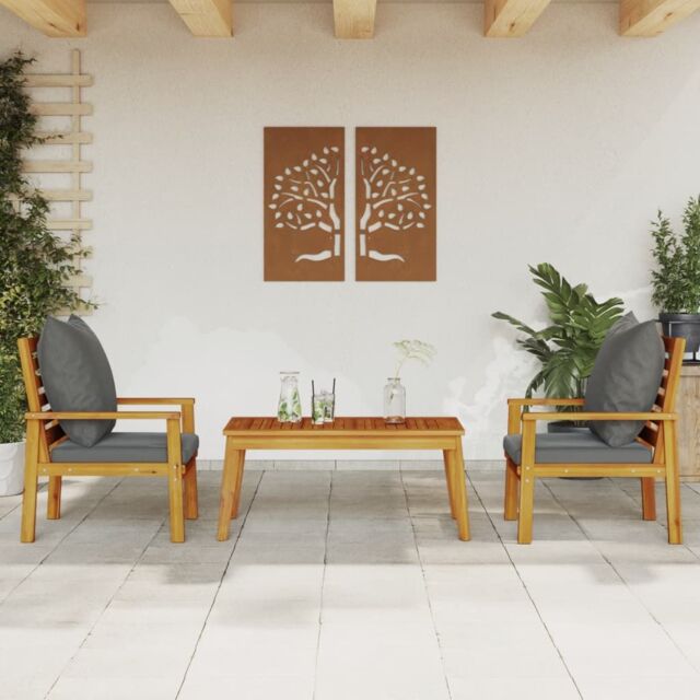 Berkfield Home 3 Piece Garden Lounge Set with Cushions Solid Wood Acacia in Brown - image 1