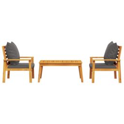 Berkfield Home 3 Piece Garden Lounge Set with Cushions Solid Wood Acacia in Brown - thumbnail 3
