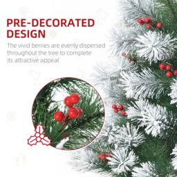 HOMCOM 5ft Artificial Christmas Tree Metal Stand Home Decoration Snow in Green - thumbnail 6