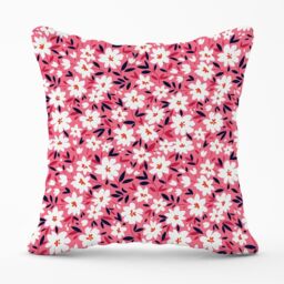 Warren Reed - Designer Small Cute White Flower Pattern Outdoor Cushion in Pink - Size: 60 cm x 60 cm - thumbnail 1
