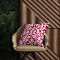 Warren Reed - Designer Small Cute White Flower Pattern Outdoor Cushion in Pink - Size: 60 cm x 60 cm - thumbnail 2