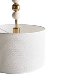 Wyld and Coco Mid-Century Pendant Lamp - Brass-Plated Iron Beige Fabric Drum Shade - thumbnail 7
