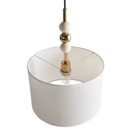 Wyld and Coco Mid-Century Pendant Lamp - Brass-Plated Iron Beige Fabric Drum Shade - thumbnail 4