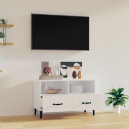 Berkfield Home TV Cabinet High Gloss White 80x36x50 cm Engineered Wood - Size: 80 x 36 x 50 cm - thumbnail 3