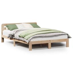 Berkfield Home Bed Frame without Mattress 135x190 cm Double Solid Wood Pine in Brown - thumbnail 2