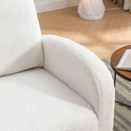 Direct Wicker Mid Century Modern Teddy Fabric Upholstered Rocking Chair Padded Seat in Beige - Size: 1 Pack - thumbnail 4
