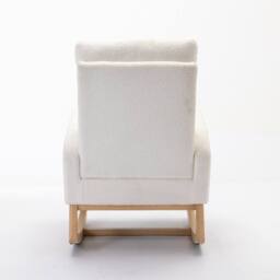Direct Wicker Mid Century Modern Teddy Fabric Upholstered Rocking Chair Padded Seat in Beige - Size: 1 Pack - thumbnail 6