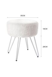 Living and Home Premium Vanity Stool Faux Fur Upholstered Stool in White - thumbnail 3