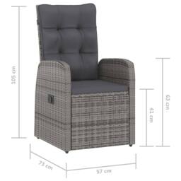 Berkfield Home 7 Piece Garden Dining Set with Cushions Grey Poly Rattan - thumbnail 5