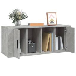 Berkfield Home TV Cabinet Concrete Grey 100x35x40 cm Engineered Wood - Size: 100 x 35 x 40 cm - thumbnail 4