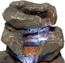 Primrose 4 Tier Cascading Rock Effect Water Feature with LED Lights in Natural - thumbnail 4