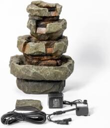 Primrose 4 Tier Cascading Rock Effect Water Feature with LED Lights in Natural - thumbnail 6