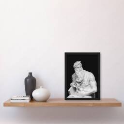 Artery8 Michelangelo Buonarroti Framed Wall Art Print Moses Sculpture Statue in Black - Size: A4 - thumbnail 2