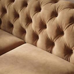 Sofaya Monaco Chesterfield 4 Seater Sofa Velvet Right Hand L Shaped Chaise in Light Brown - Size: 4 Person - thumbnail 5
