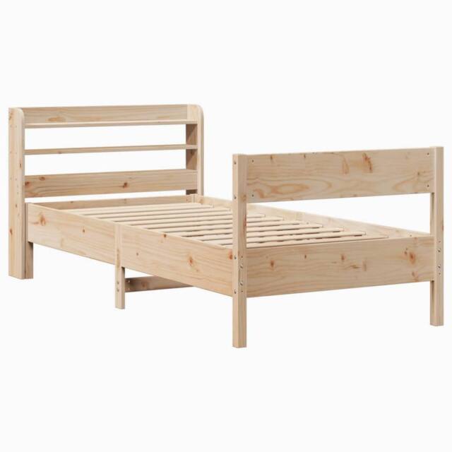Berkfield Home Decorative Bed Frame without Mattress 75x190 cm Small Single Soli in Natural - image 1