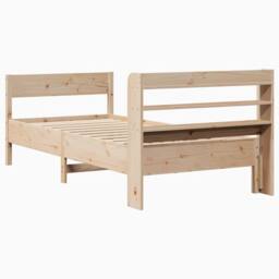 Berkfield Home Decorative Bed Frame without Mattress 75x190 cm Small Single Soli in Natural - thumbnail 6