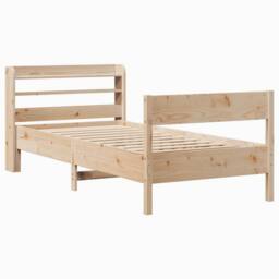 Berkfield Home Decorative Bed Frame without Mattress 75x190 cm Small Single Soli in Natural - thumbnail 1