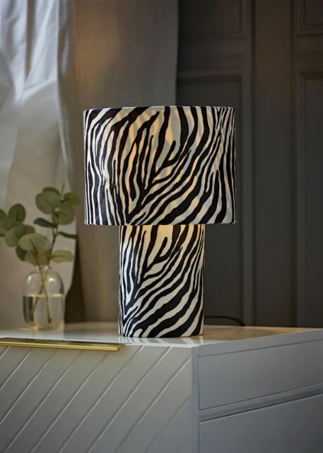 ValueLights Nessa Zebra Full Velvet Table Lamp in White - image 1