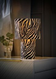 ValueLights Nessa Zebra Full Velvet Table Lamp in White - thumbnail 2
