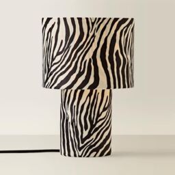 ValueLights Nessa Zebra Full Velvet Table Lamp in White - thumbnail 3
