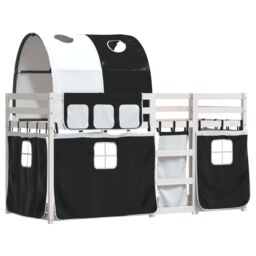 Berkfield Home Bunk Bed without Mattress White&Black 80x200 cm Solid Wood Pine in Black - thumbnail 3