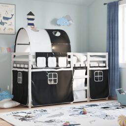 Berkfield Home Bunk Bed without Mattress White&Black 80x200 cm Solid Wood Pine in Black