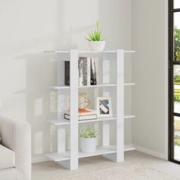 Berkfield Home Book Cabinet/Room Divider White 100x30x123.5 cm - thumbnail 6