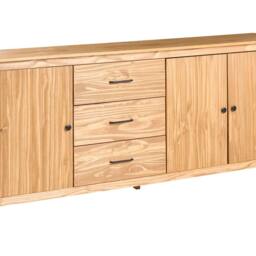 Wyld and Coco Pine Sideboard 3 Drawers 2 Cupboards Light Brown - thumbnail 2