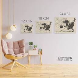 "Artery8 1919 Women's Suffrage Map US Voting Rights Canvas Wall Art Print in Beige - Size: W24"" x H32""" - thumbnail 4