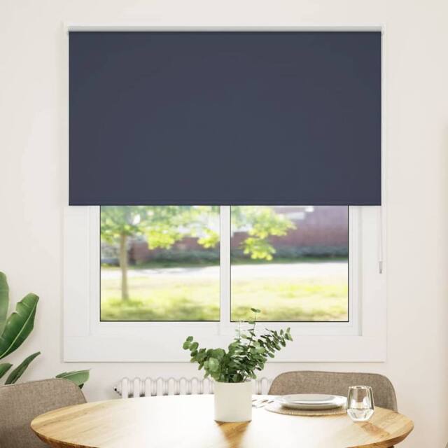 Berkfield Home Roller Blind Blackout Leaves Green 145x210 cm Fabric Width 141.6… in Blue - image 1