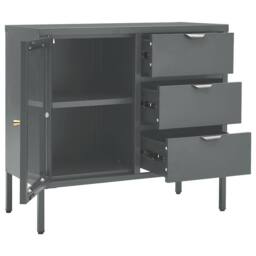Berkfield Home Sideboard Anthracite 75x35x70 cm Steel & Tempered Glass in Dark Grey - Size: 75 x 35 x 70 cm - thumbnail 6