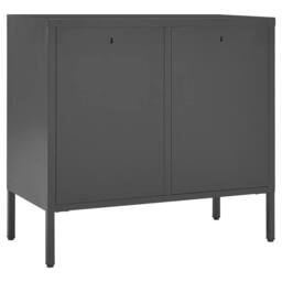 Berkfield Home Sideboard Anthracite 75x35x70 cm Steel & Tempered Glass in Dark Grey - Size: 75 x 35 x 70 cm - thumbnail 5