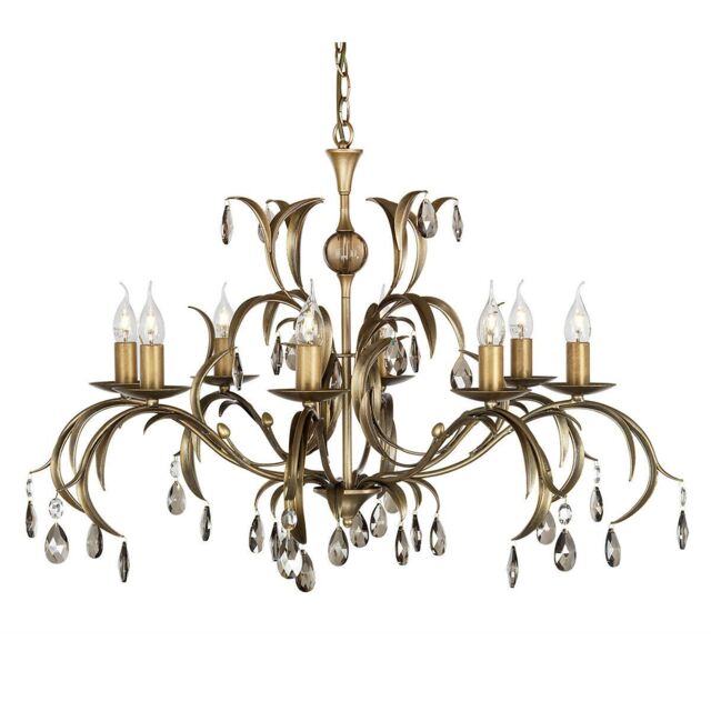 Loops 8 Bulb Chandelier Hanging Pendant LIght Bronze Patina LED E14 60W Bulb - image 1