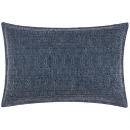 Yard Ramas Textured Jacquard 100% Cotton Cushion in Indigo - Size: 40 cm x 60 cm - thumbnail 2