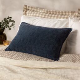 Yard Ramas Textured Jacquard 100% Cotton Cushion in Indigo - Size: 40 cm x 60 cm