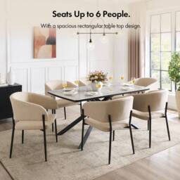 Spinningfield Atherton Rectangular 6 Seater Marble Effect Dining Room Table in Grey - Size: 1 Pack - thumbnail 3
