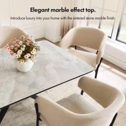 Spinningfield Atherton Rectangular 6 Seater Marble Effect Dining Room Table in Grey - Size: 1 Pack - thumbnail 4