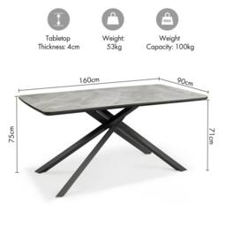 Spinningfield Atherton Rectangular 6 Seater Marble Effect Dining Room Table in Grey - Size: 1 Pack - thumbnail 8